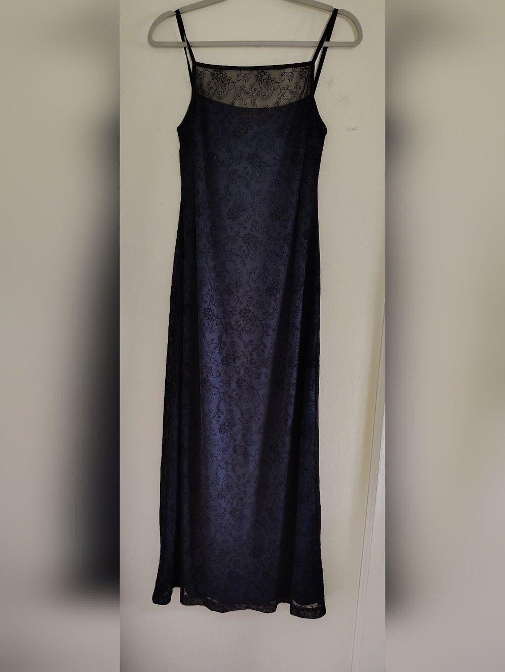 Womens Black Mesh Bias Cut Maxi Dress 10 Y2K Whimsigoth Dark Romantic Flowy